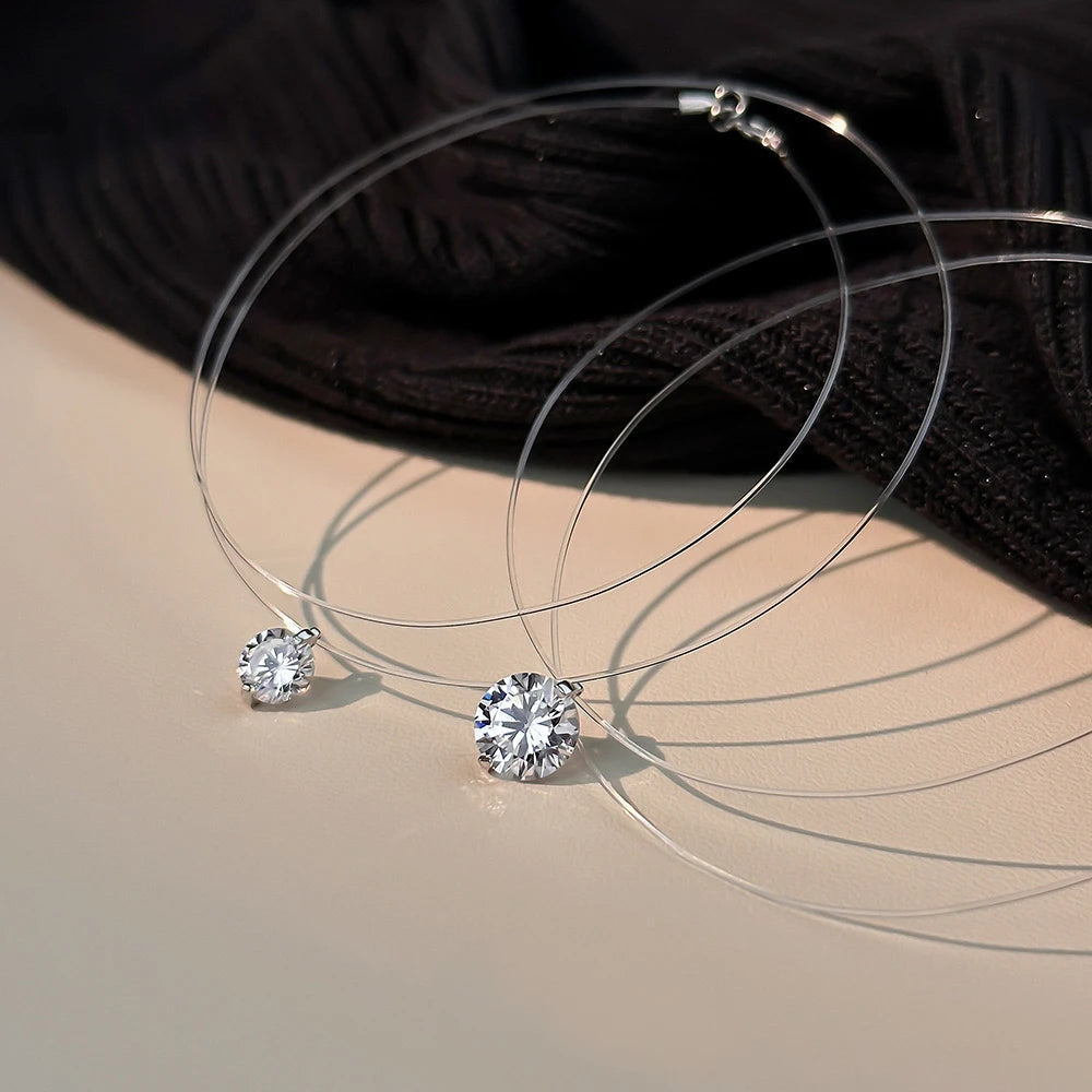 Collana Trasparente con Effetto Invisibile - Moissanite