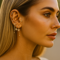Set Orecchini Floreali in Acciaio Inox con Zircone 3A™