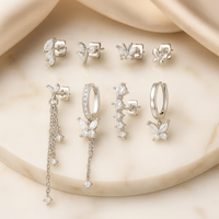 Set Orecchini Floreali in Acciaio Inox con Zircone 3A™