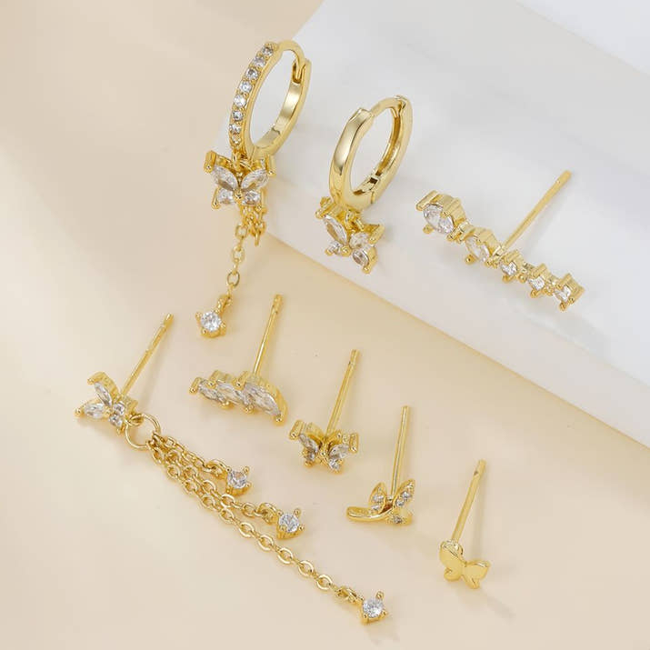 Set Orecchini Floreali in Acciaio Inox con Zircone 3A™