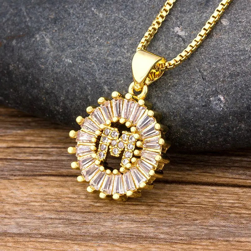 Collane con iniziale in Zircone placcato oro e argento | Set 2 pezzi