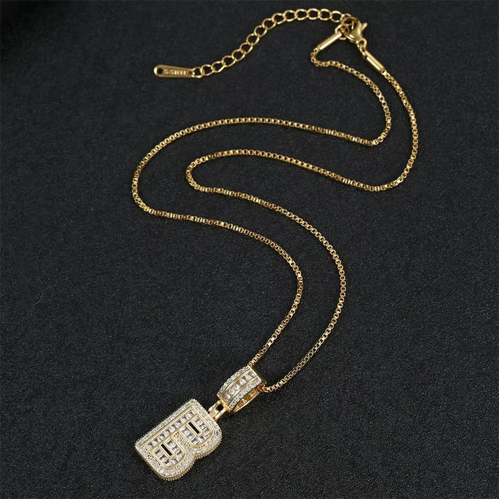 Collane con iniziale in Zircone placcato oro e argento | Set 2 pezzi