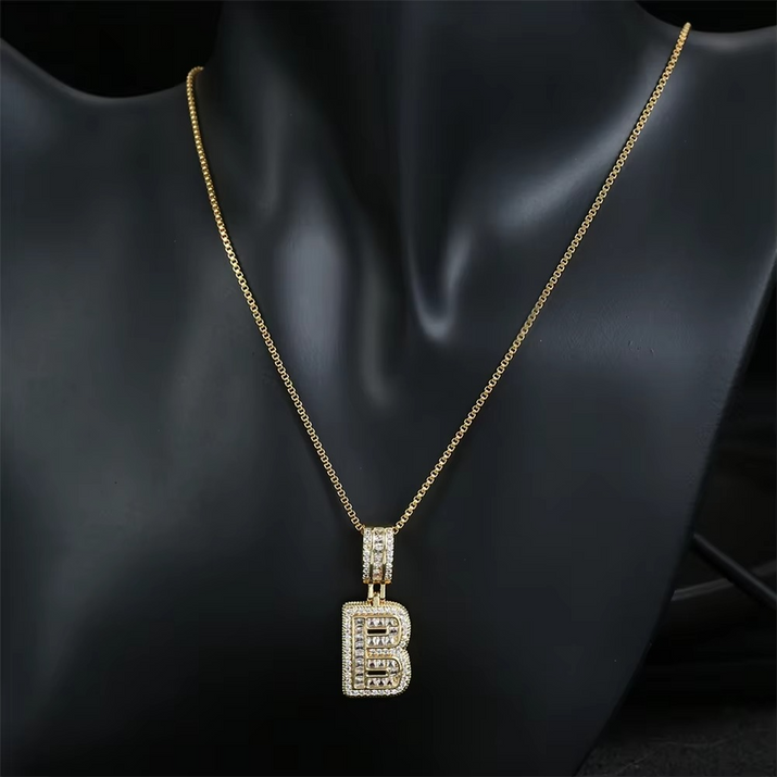 Collane con iniziale in Zircone placcato oro e argento | Set 2 pezzi