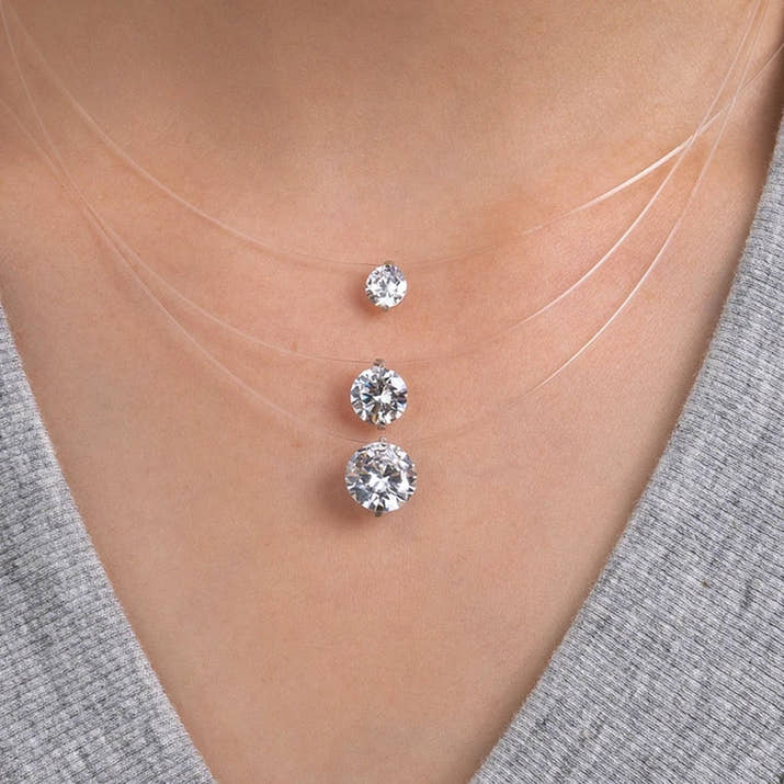 Collana Trasparente con Effetto Invisibile - Moissanite