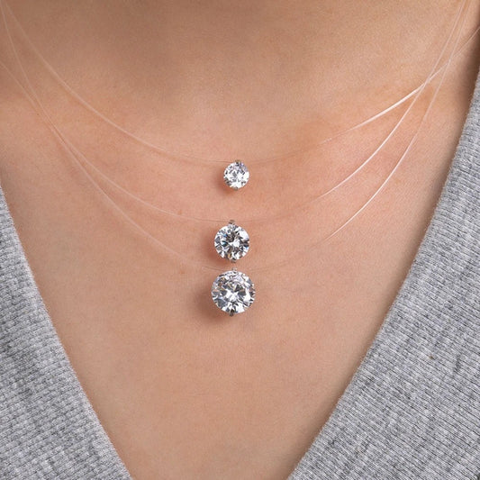 Collana Trasparente con Effetto Invisibile - Moissanite